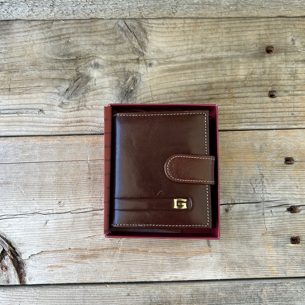 Guidi Leather Wallet with Gold Accent
